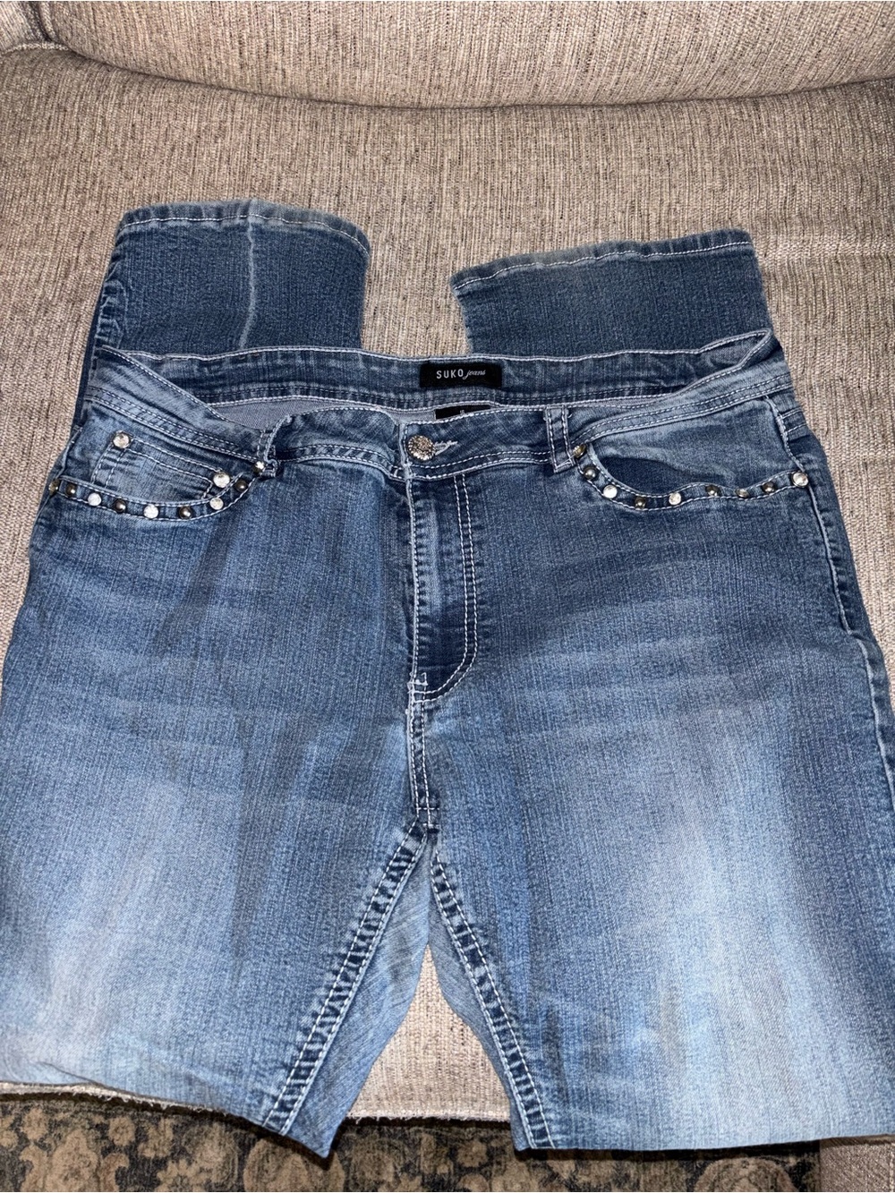 Suko Blue Women's Stretch Denim Jeans with Studded Pockets